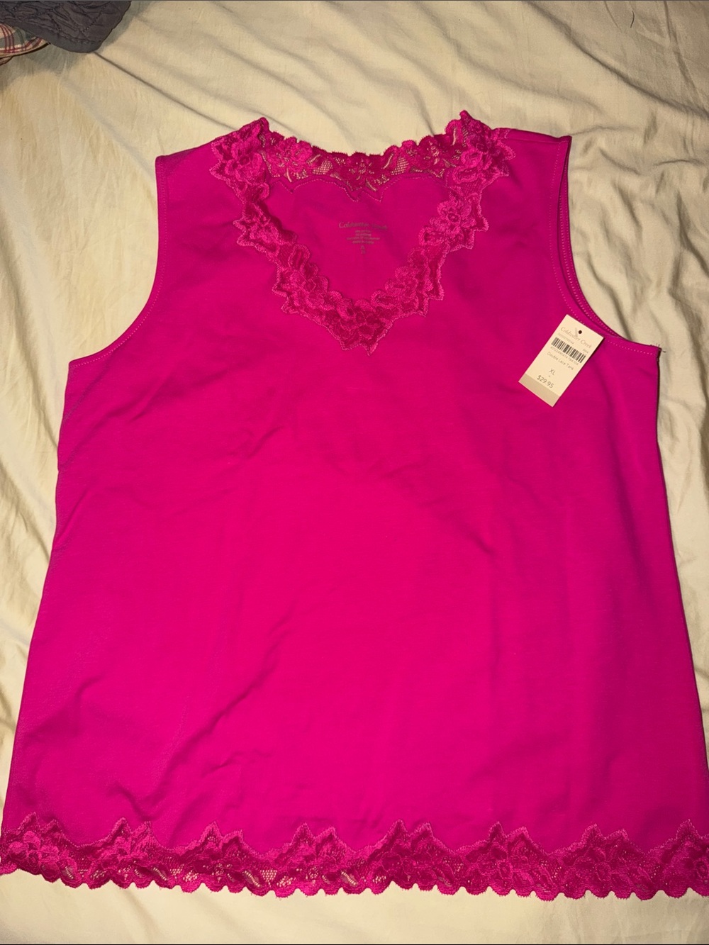 Coldwater Creek Fuchsia Lace-Trim V-Neck Camisole
